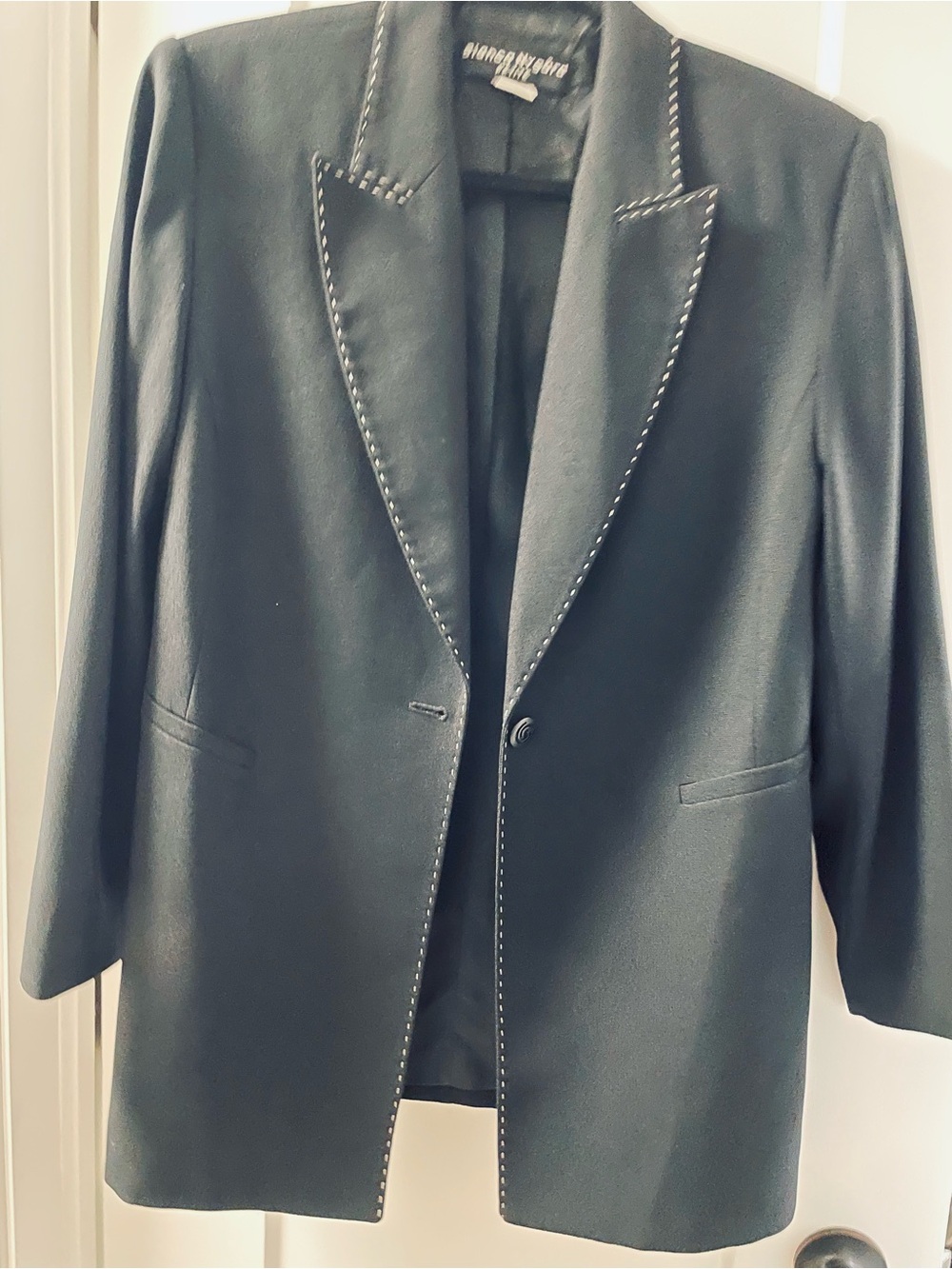 Bianca Nygard Black Blazer with White Stitch Detail - Picture 2 of 7